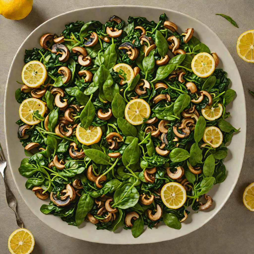 Sautéed Spinach and Mushrooms with Lemon and Olive Oil