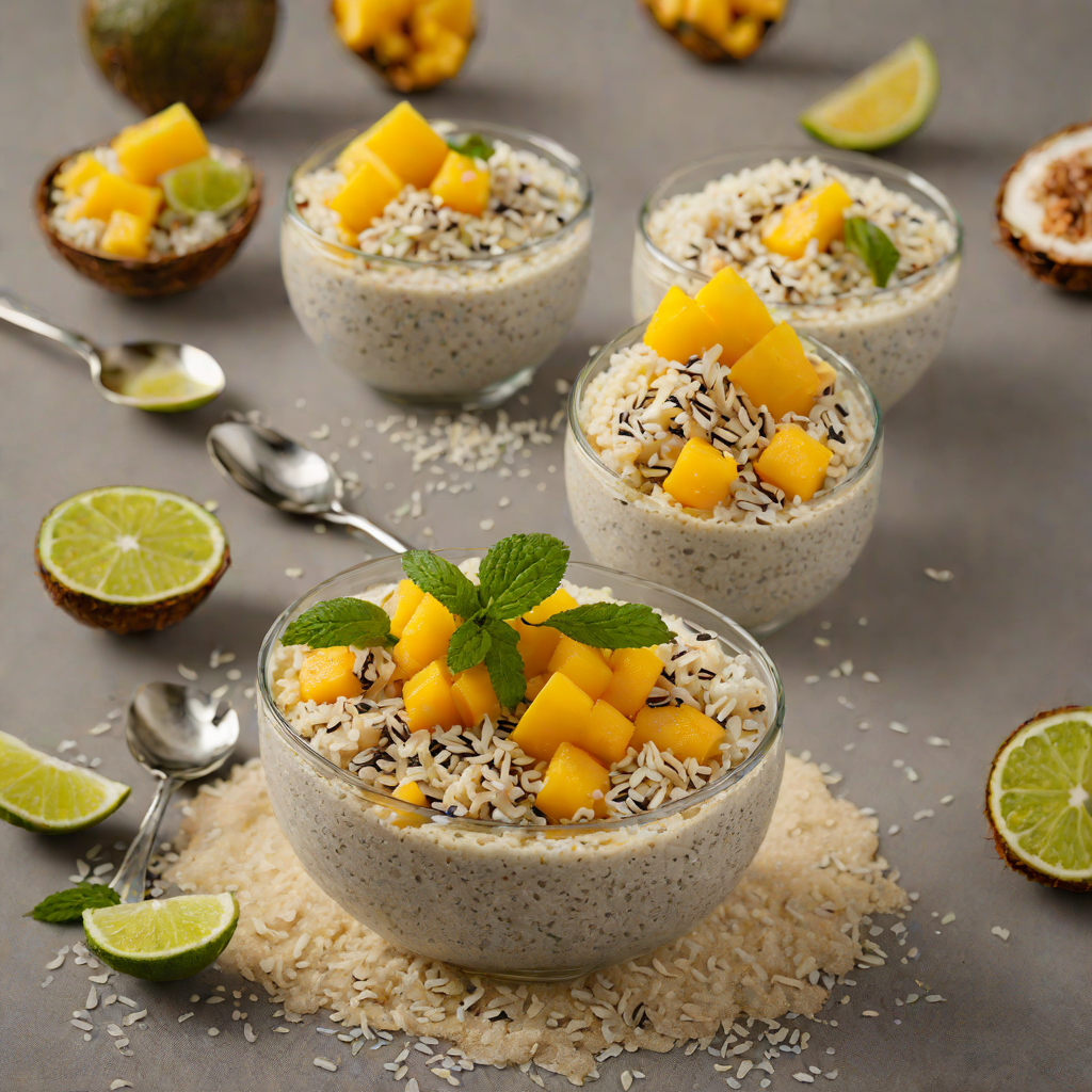 Coconut-Chia Pudding with Mango and Lime Granita