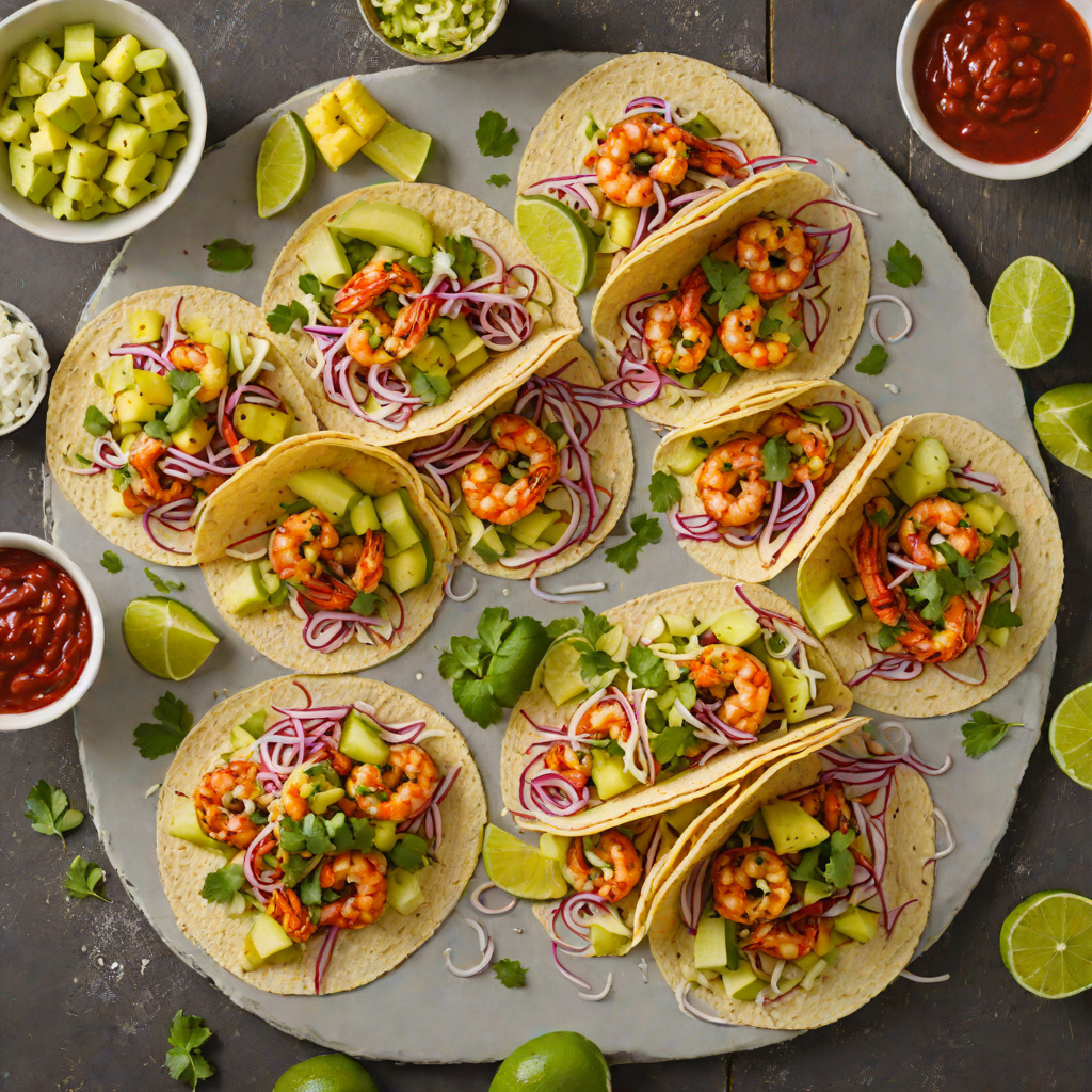 Seared Achiote Shrimp Tacos with Pineapple Slaw