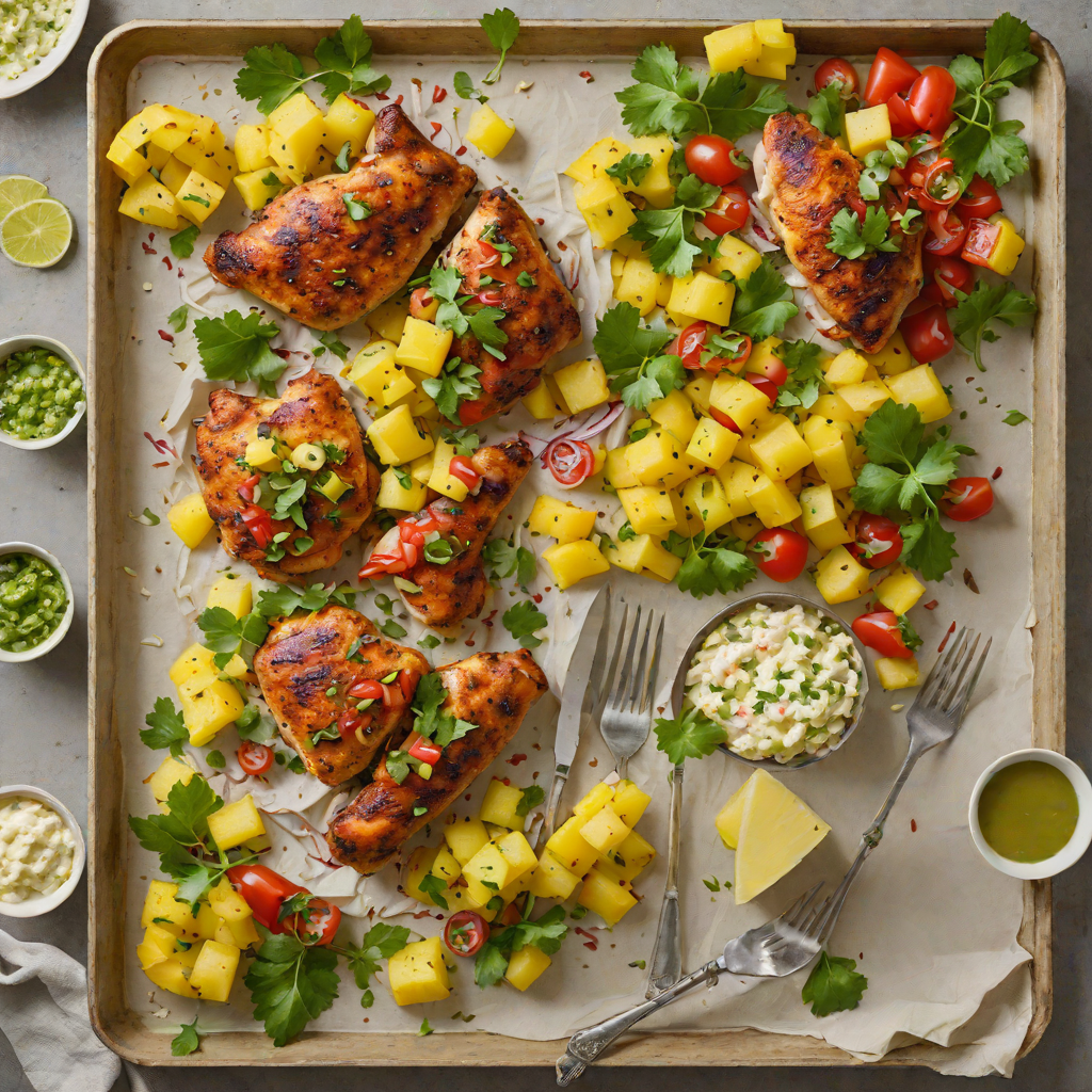 Sheet Pan Caribbean-Spiced Chicken with Pineapple Salsa