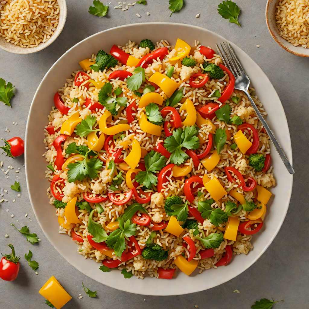Cauliflower Rice Stir-Fry with Bell Peppers and Sesame Oil