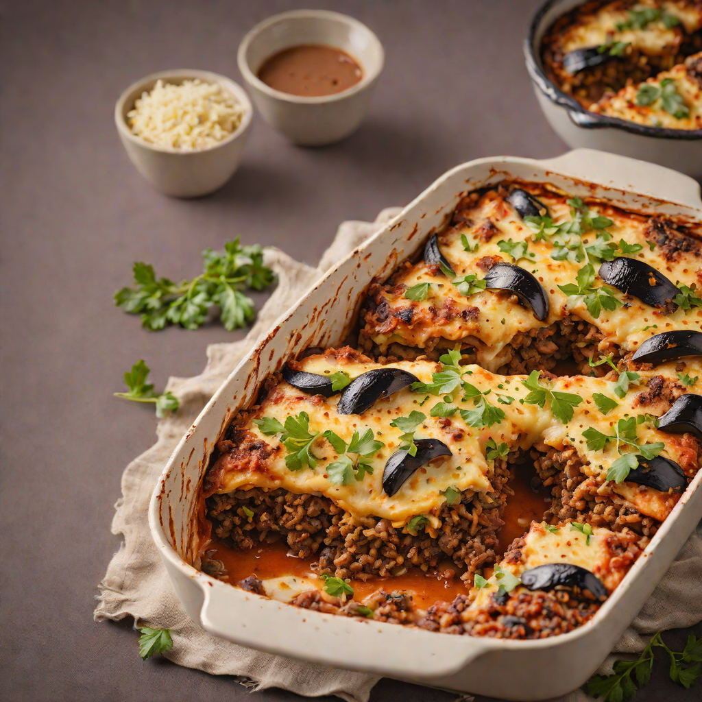 Oven-Baked Moussaka with Layered Eggplant and Spiced Meat
