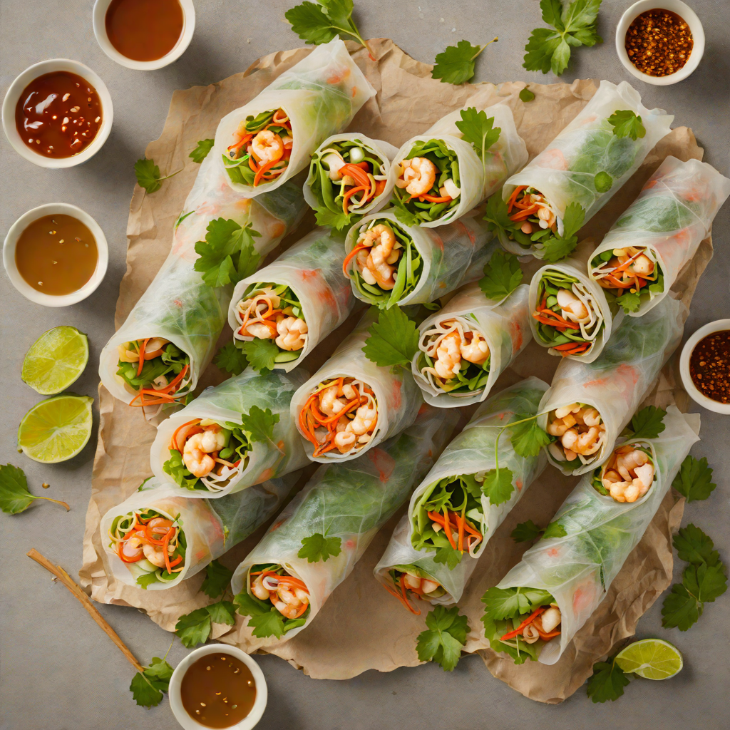 Crisped Rice Paper Spring Rolls with Shrimp and Fresh Herbs