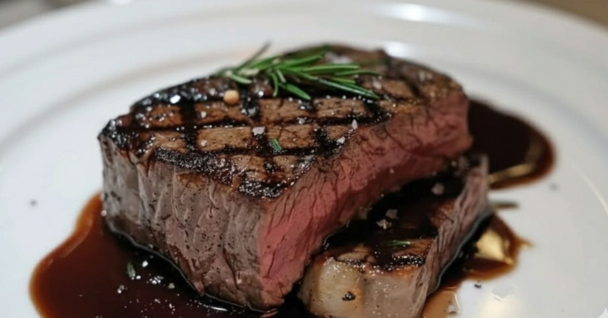 Pan-Seared Ribeye with Red Wine Reduction and Caramelized Shallots