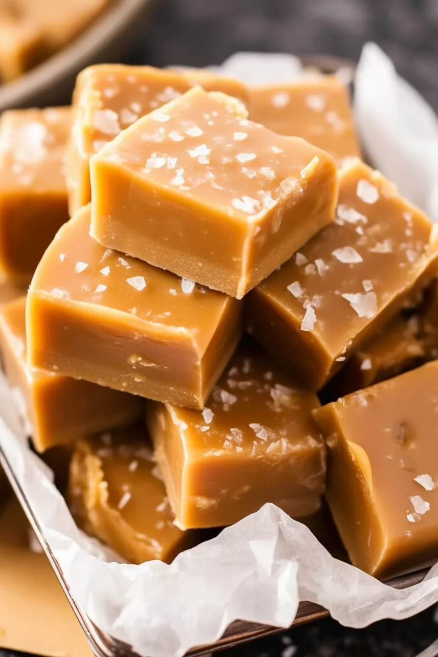 Salted Caramel No-Bake Fudge Squares