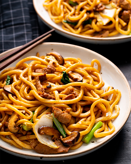 Shanghai-Style Stir-Fried Thick Noodles with Soy and Ginger