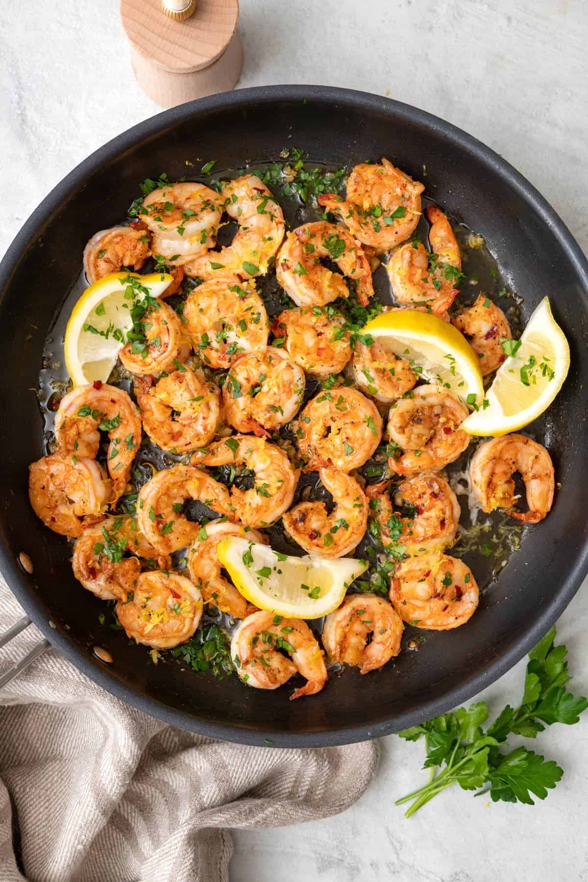 Sautéed Garlic Prawns with Lemon and Fresh Parsley