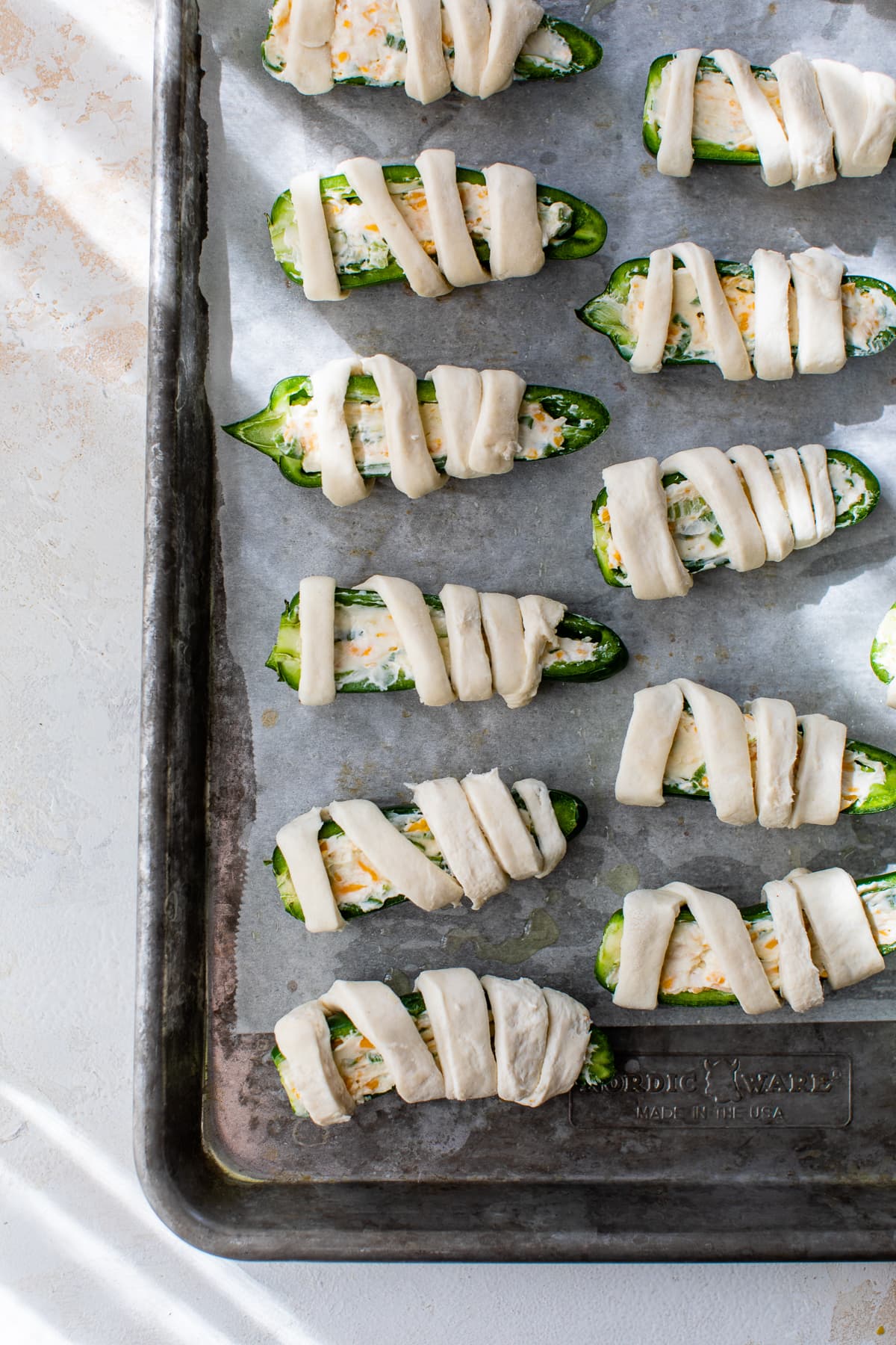 Jalapeño Popper Mummy Bites with Cream Cheese Filling