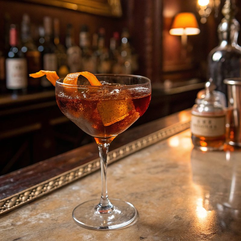 Martinez Cocktail with Juniper-Forward Gin and Sweet Vermouth