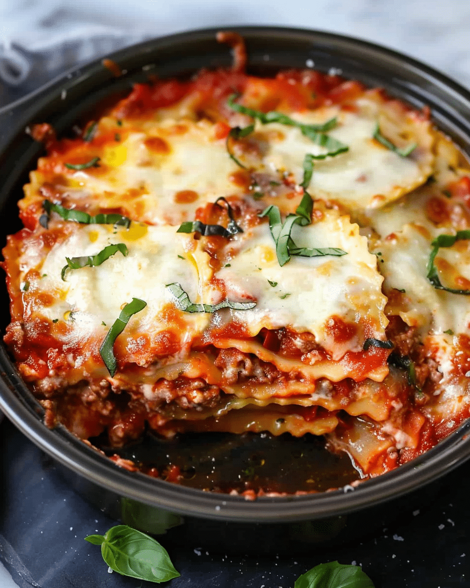 Slow Cooker Ravioli Lasagna Casserole