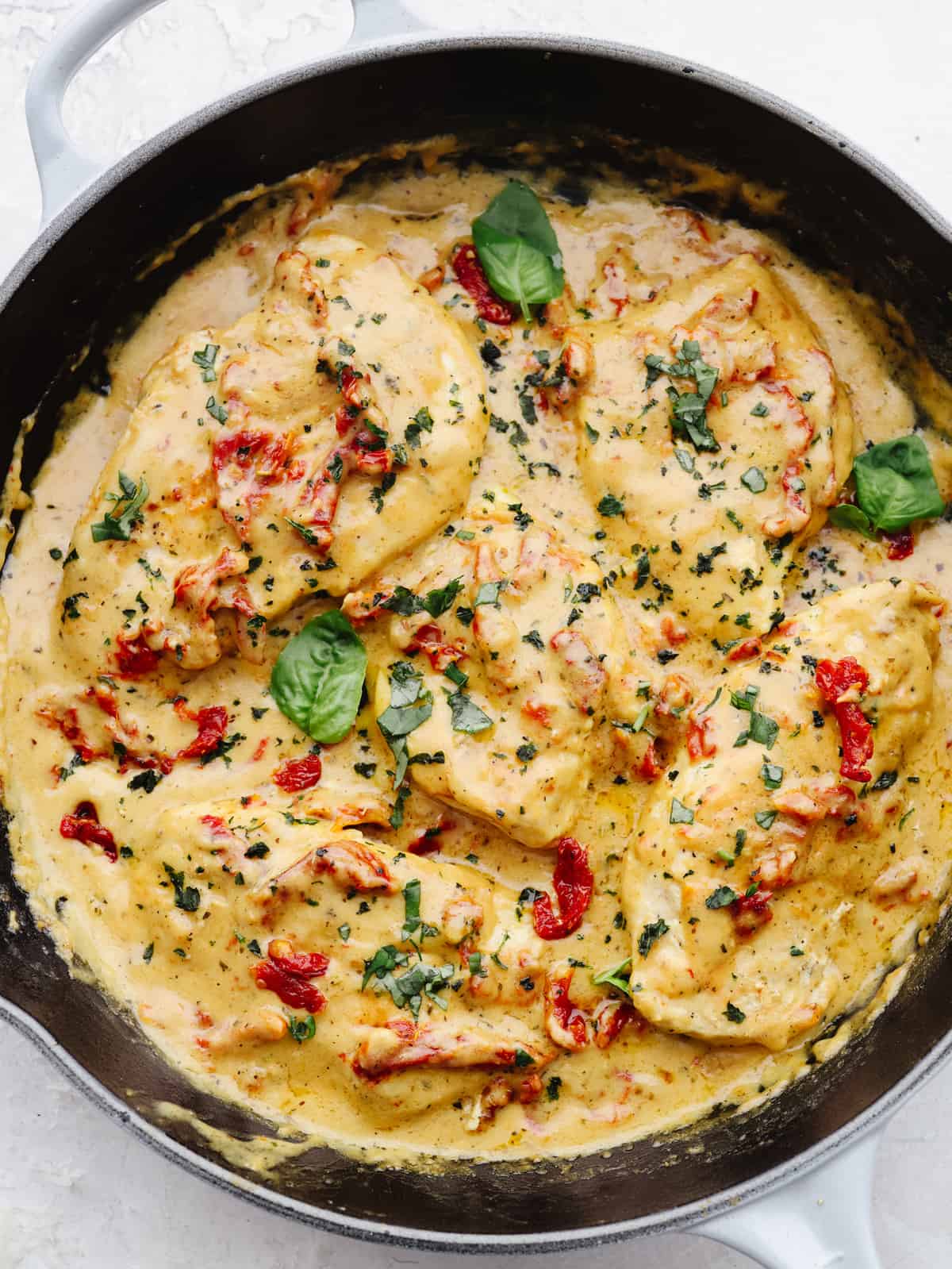 Skillet Marry Me Chicken with Roasted Garlic and Sun-Dried Tomatoes