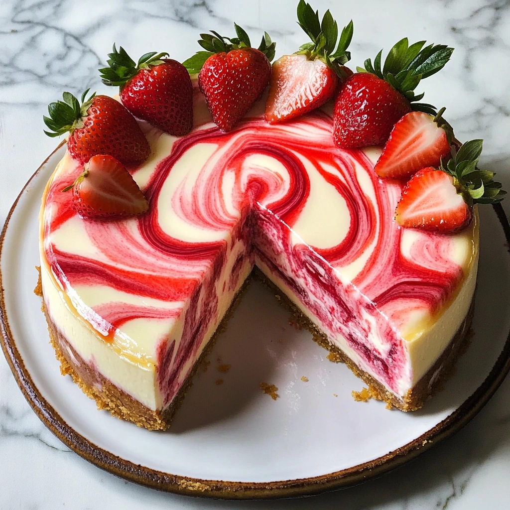 Strawberry Cheesecake Swirl Cake with Almond Frangipane