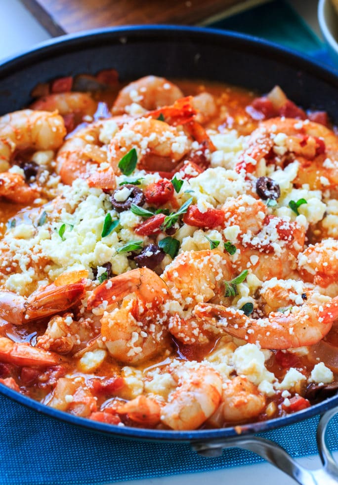 Tomato-Feta Shrimp Simmered in Olive Oil