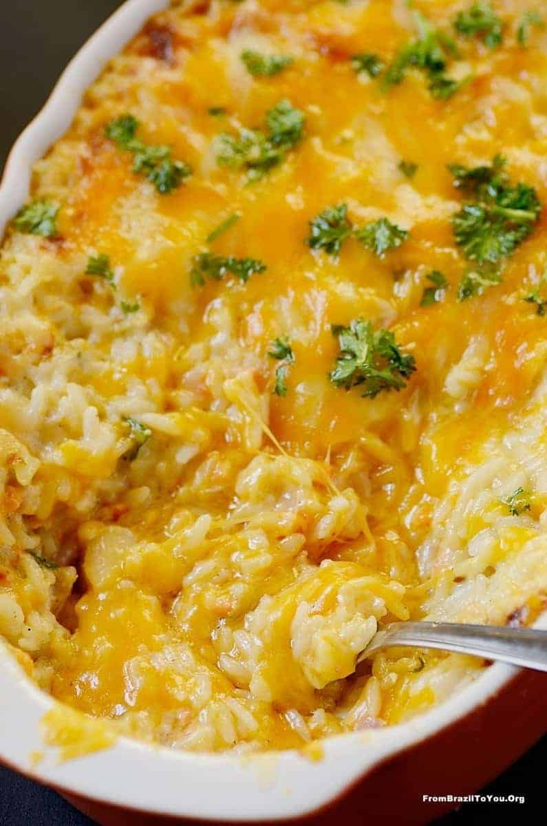 Brazilian Ham and Cheese Baked Rice Casserole