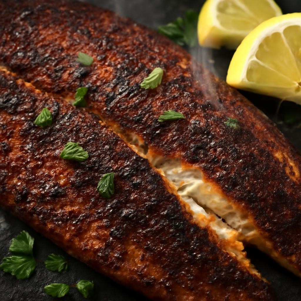 Cajun-Spiced Blackened Catfish with Garlic Butter Rice