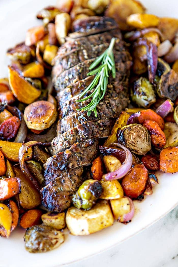 Sheet Pan Chili Rubbed Pork Tenderloin with Roasted Vegetables