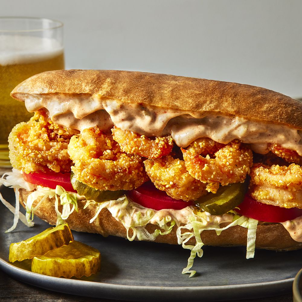 Creole-Style Po’Boy Sandwich with Crispy Fried Shrimp