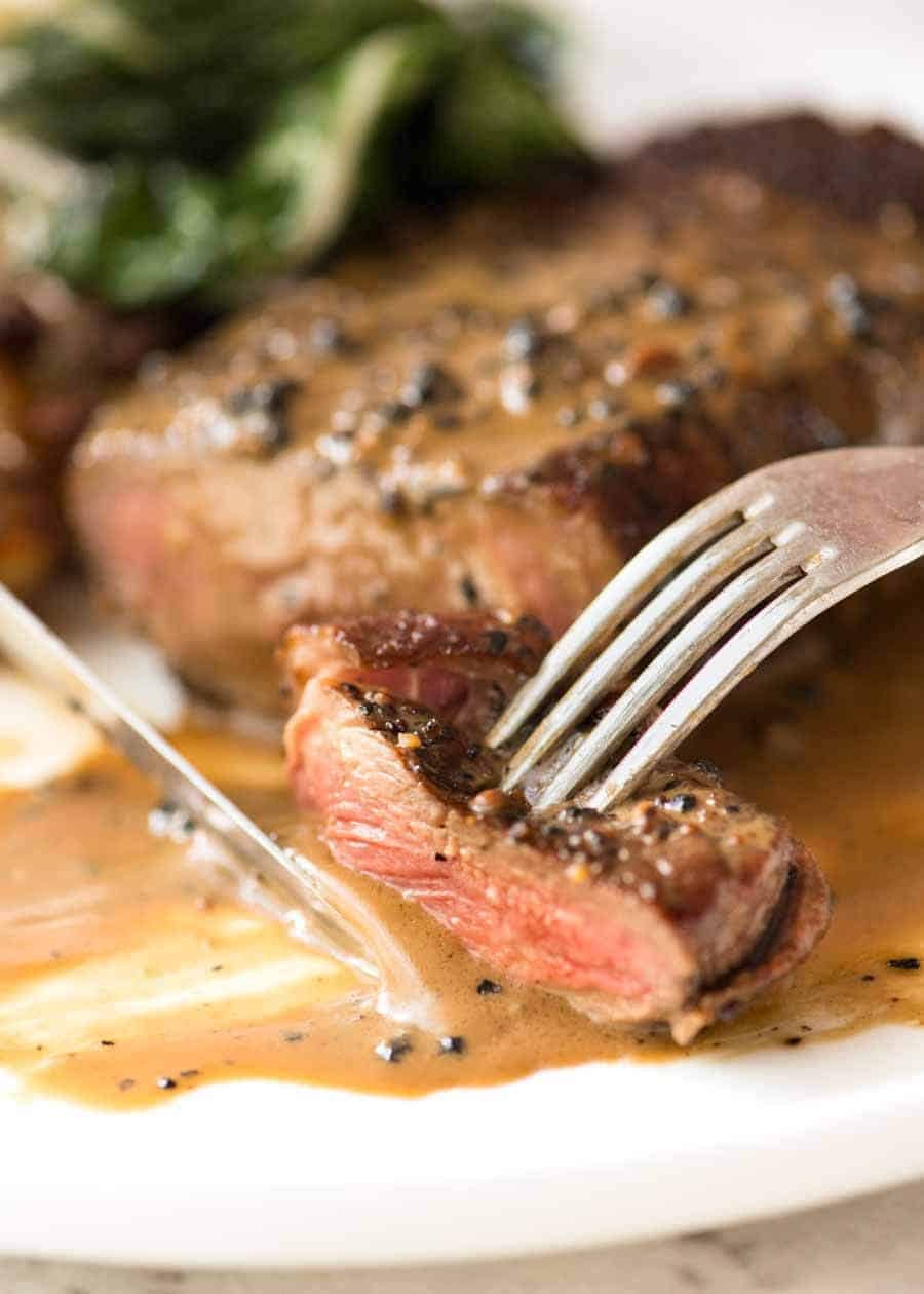 Sautéed Kangaroo Fillet with Wattleseed Peppercorn Sauce