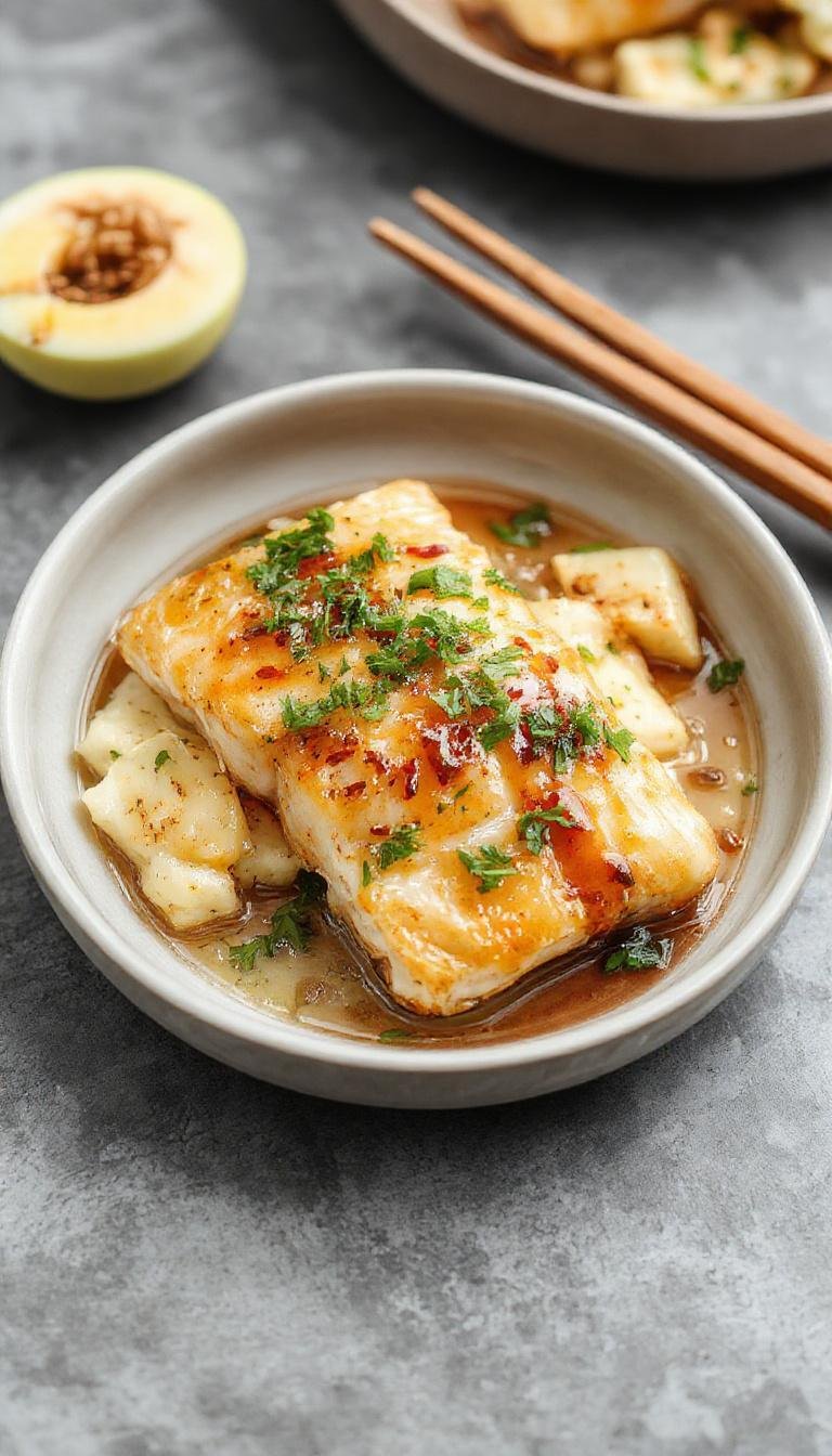 Steamed Ginger-Soy Cod with Hidden Herb Sauce