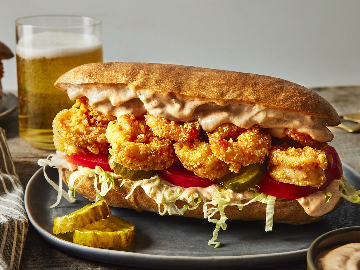 Char-Grilled Po’Boy Sandwich with Crispy Shrimp