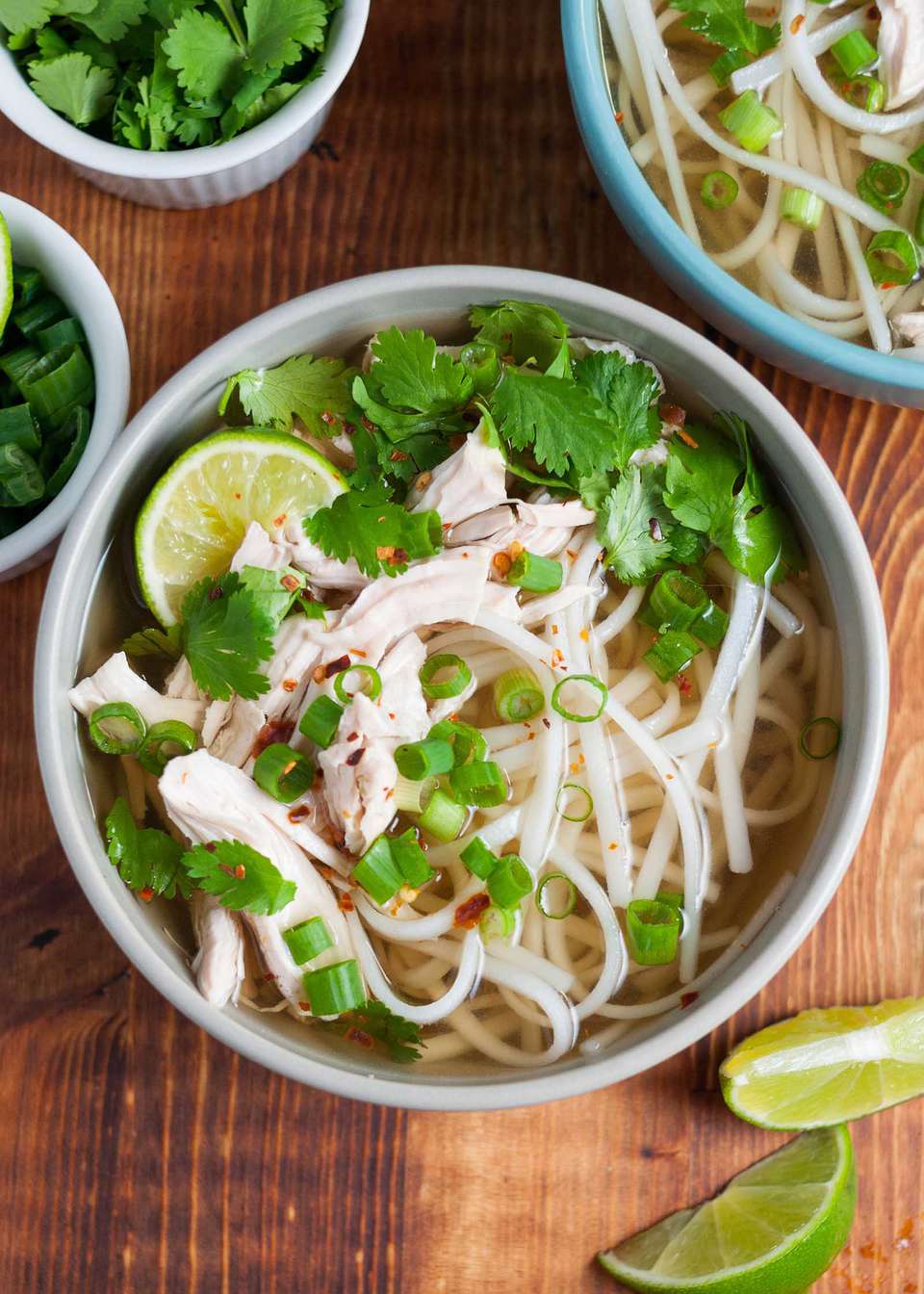 Asian Chicken Pho with Rice Noodles