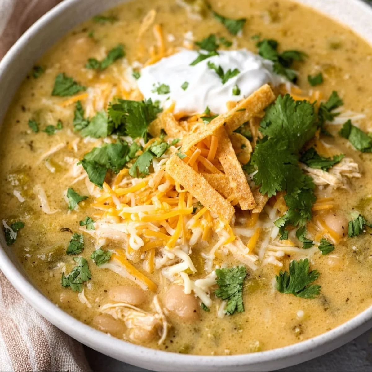 Corn and Green Chile Soup with Toasted Tortilla Strips