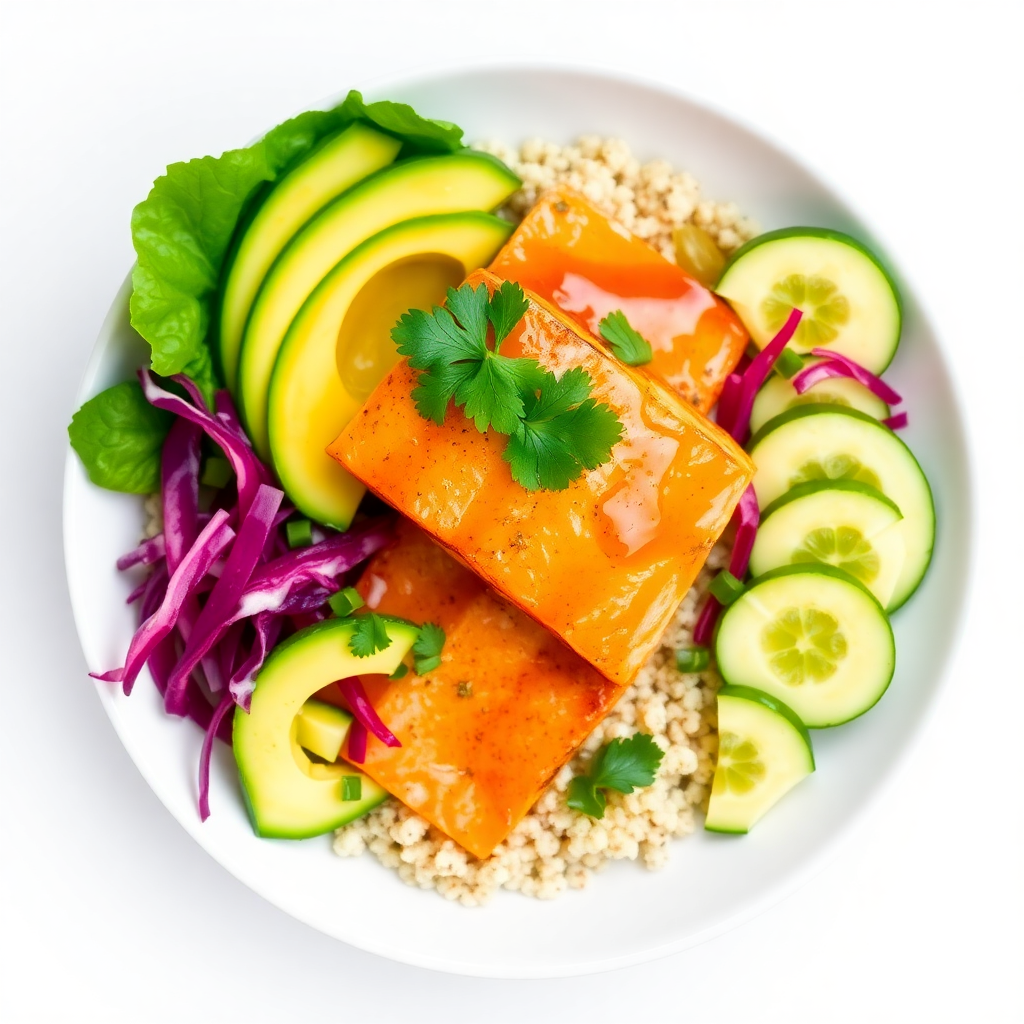 Citrus-Sparkle Salmon Bowl with Lemon-Dill Dressing