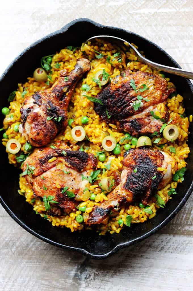 One-Pan Spanish Chicken with Saffron and Olives