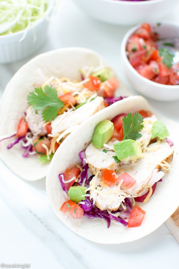 Tequila-Lime Marinated Chicken Tacos with Cilantro Slaw