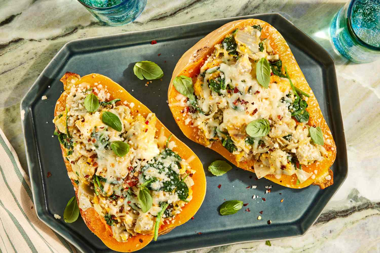 Butternut Squash and Spinach Stuffed Peppers