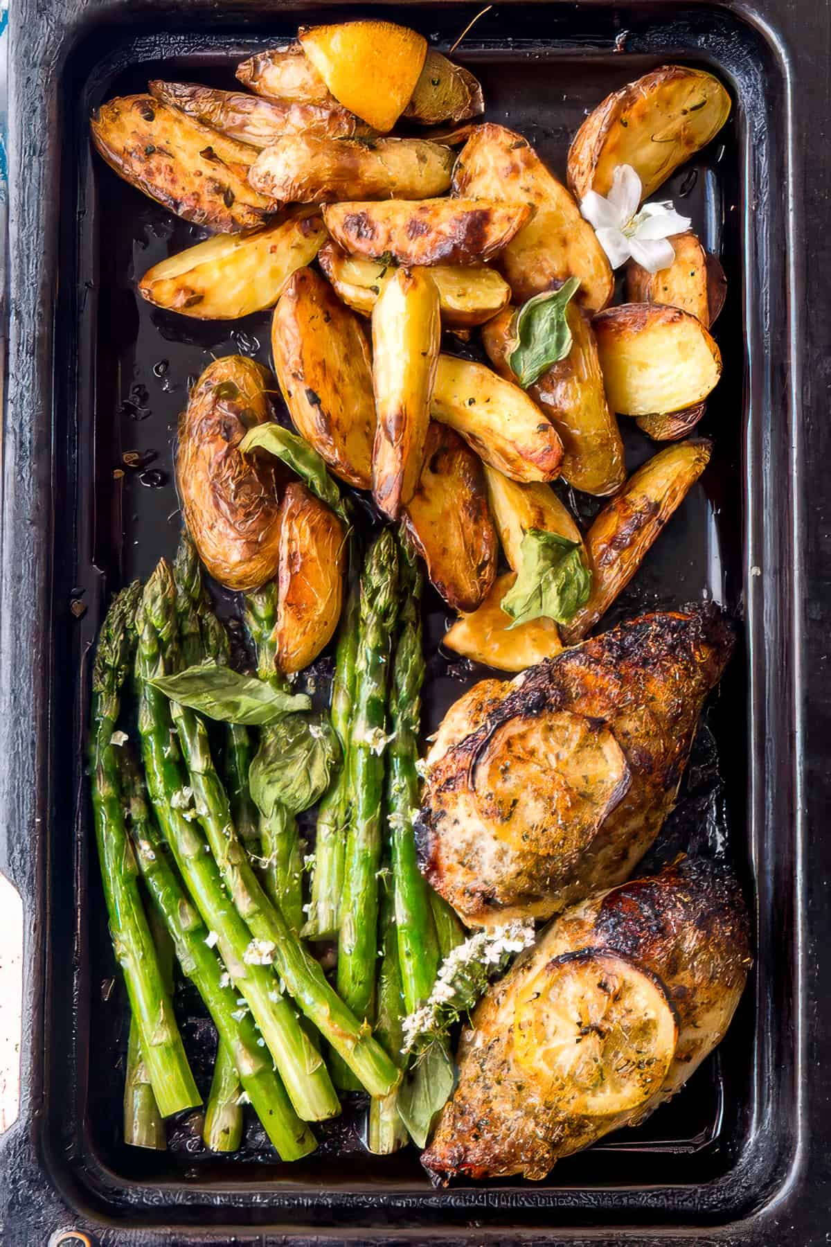 One-Pan Lemon Herb Chicken & Potatoes with Asparagus