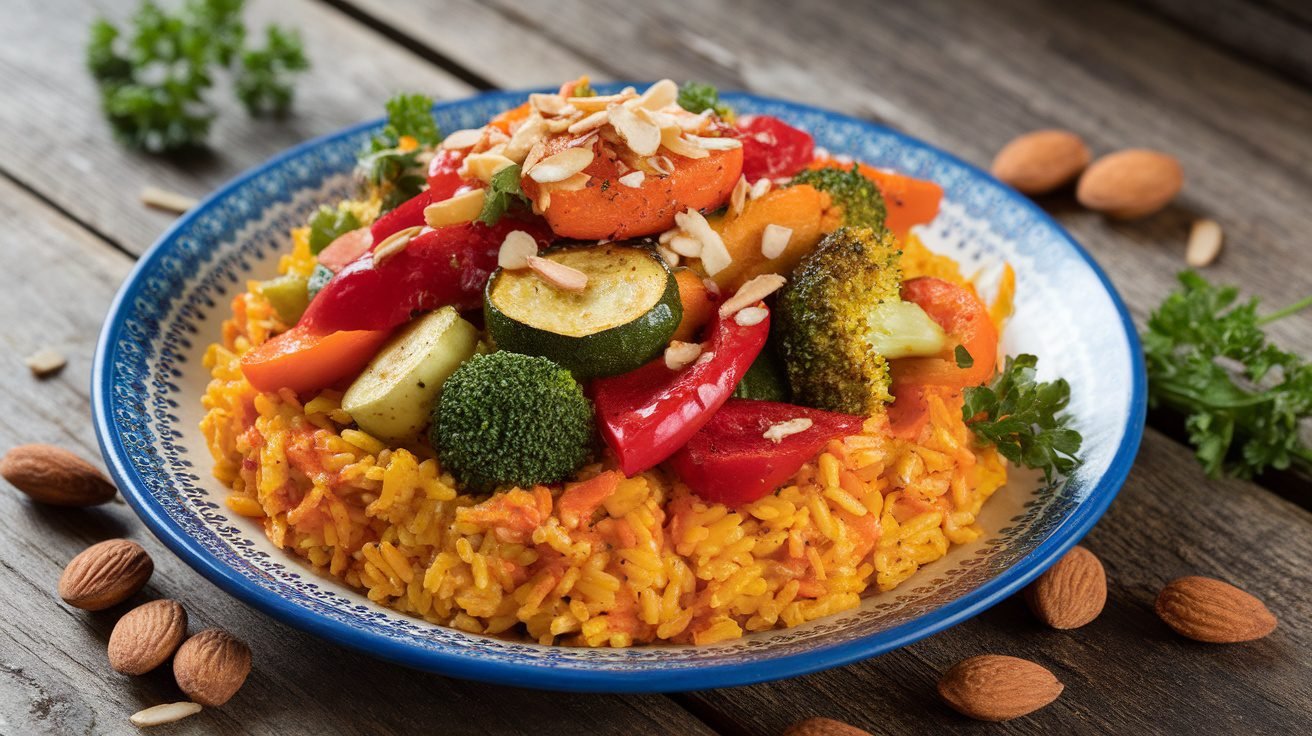 Saffron Rice with Roasted Vegetables