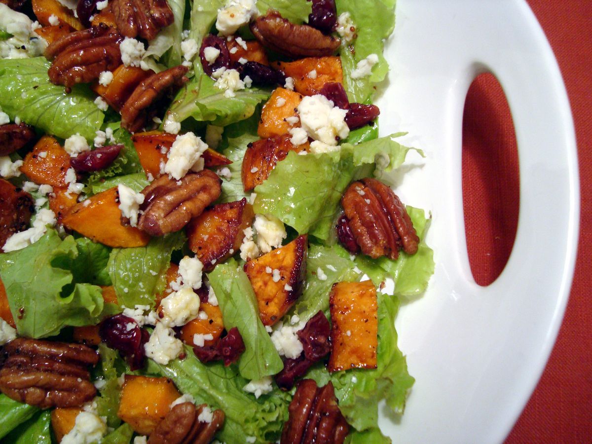 Cherokee Park-Inspired Roasted Sweet Potato Salad with Pecan Vinaigrette