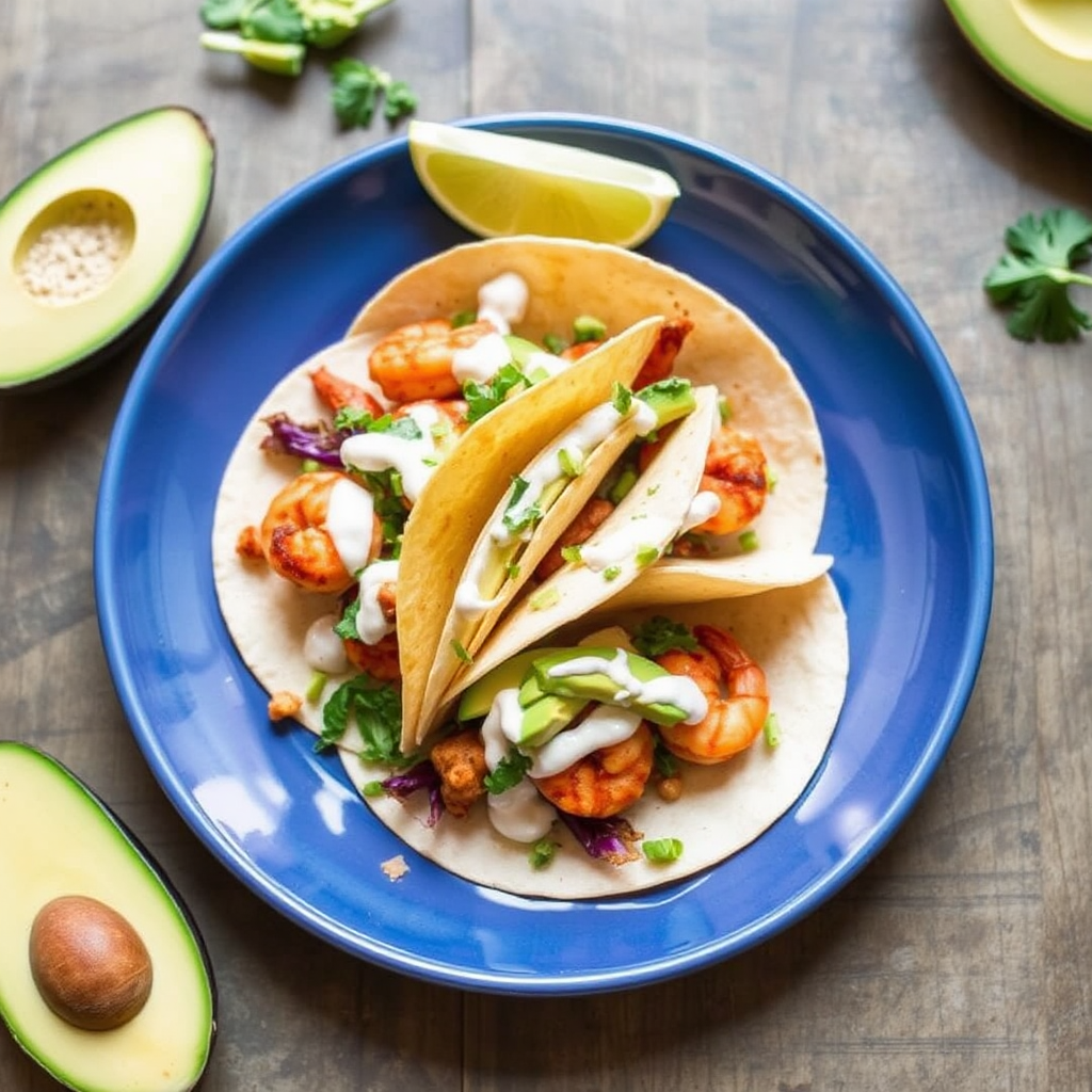 Too Hot To Handle Spicy Shrimp Tacos with Avocado Crema