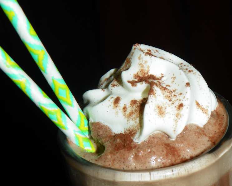 Frozen Hot Chocolate Milkshake with Peppermint Whipped Cream