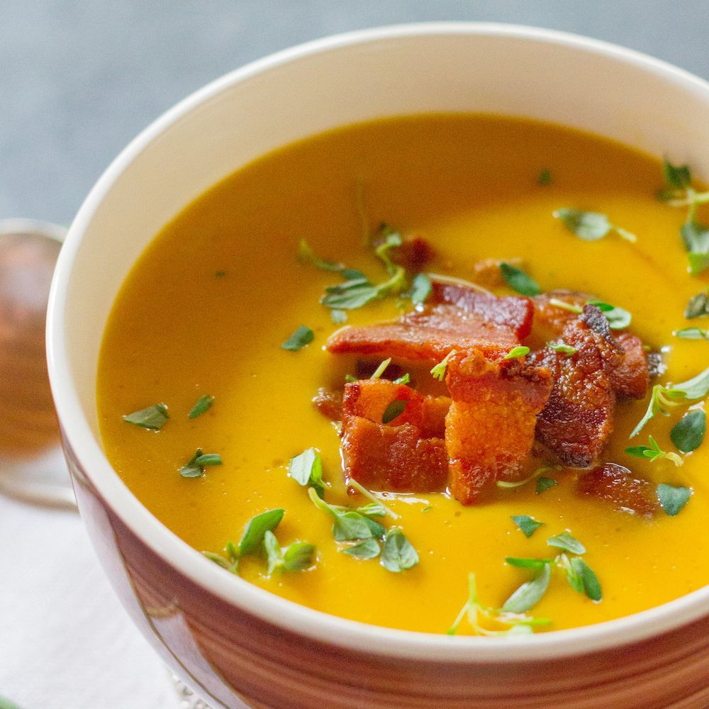 Roasted Pumpkin and Kohlrabi Soup with Thyme