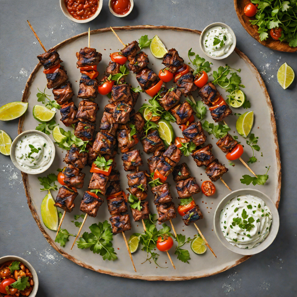 Charcoal-Grilled Spiced Lamb Kebabs with Tzatziki