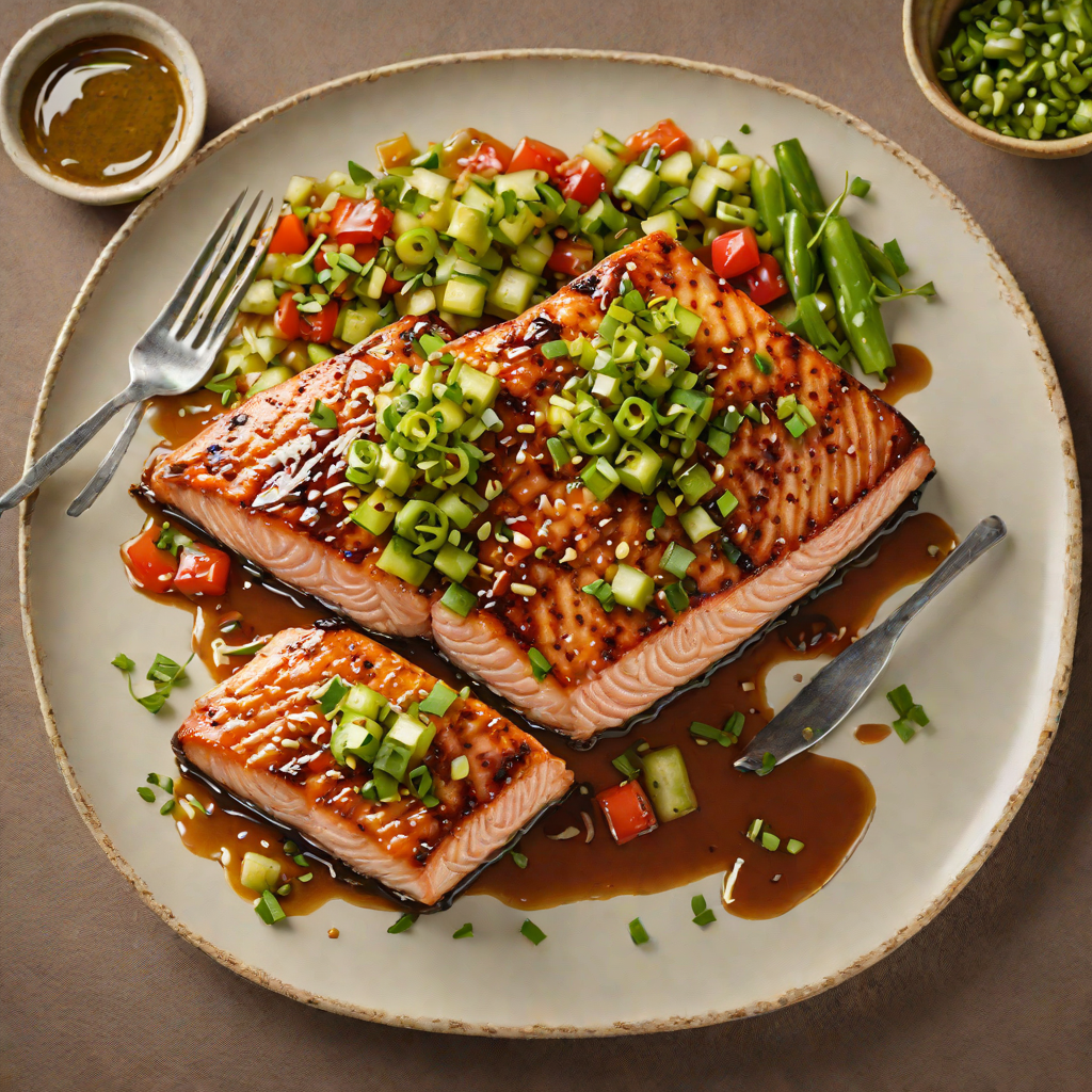Maple-Soy Glazed Grilled Salmon with Scallion Relish