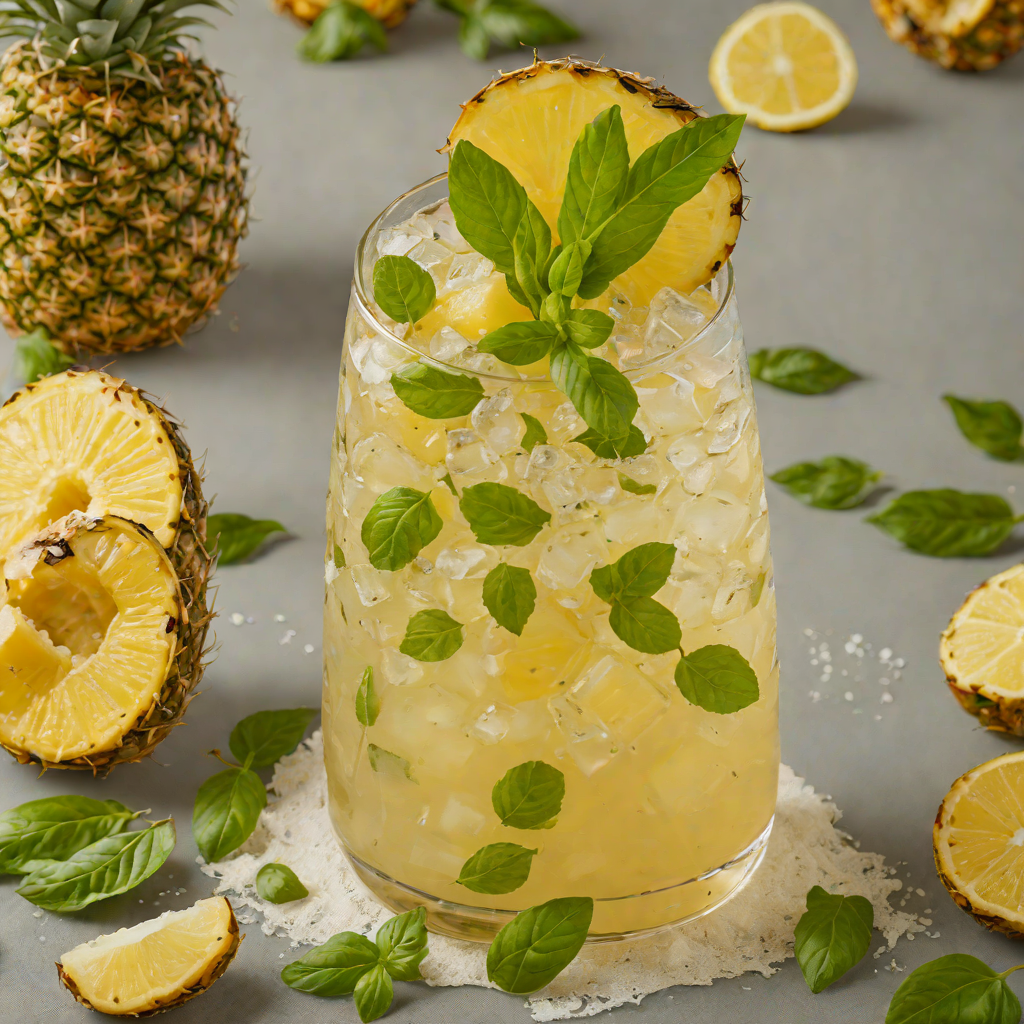 Muddled Pineapple and Basil Rum Cooler