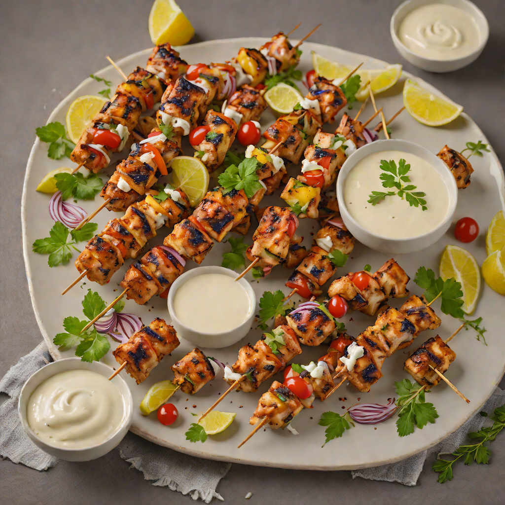 Herb-Marinated Grilled Chicken Skewers with Yogurt Sauce