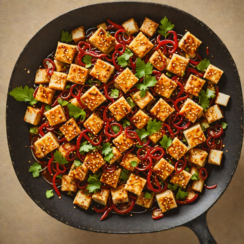 Quick Stir-Fried Tofu with Garlic and Chili in Soy Sauce
