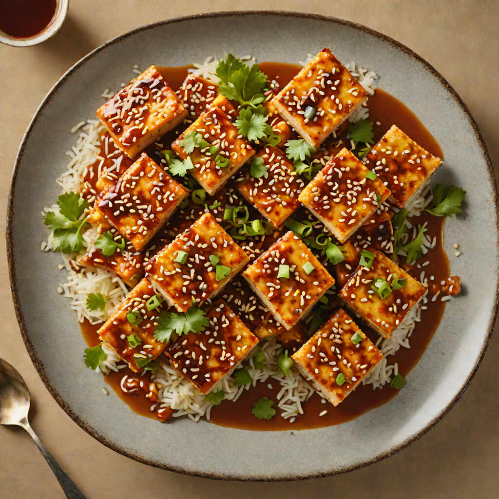 Pan-Seared Korean Spicy Tofu with Sesame-Garlic Sauce
