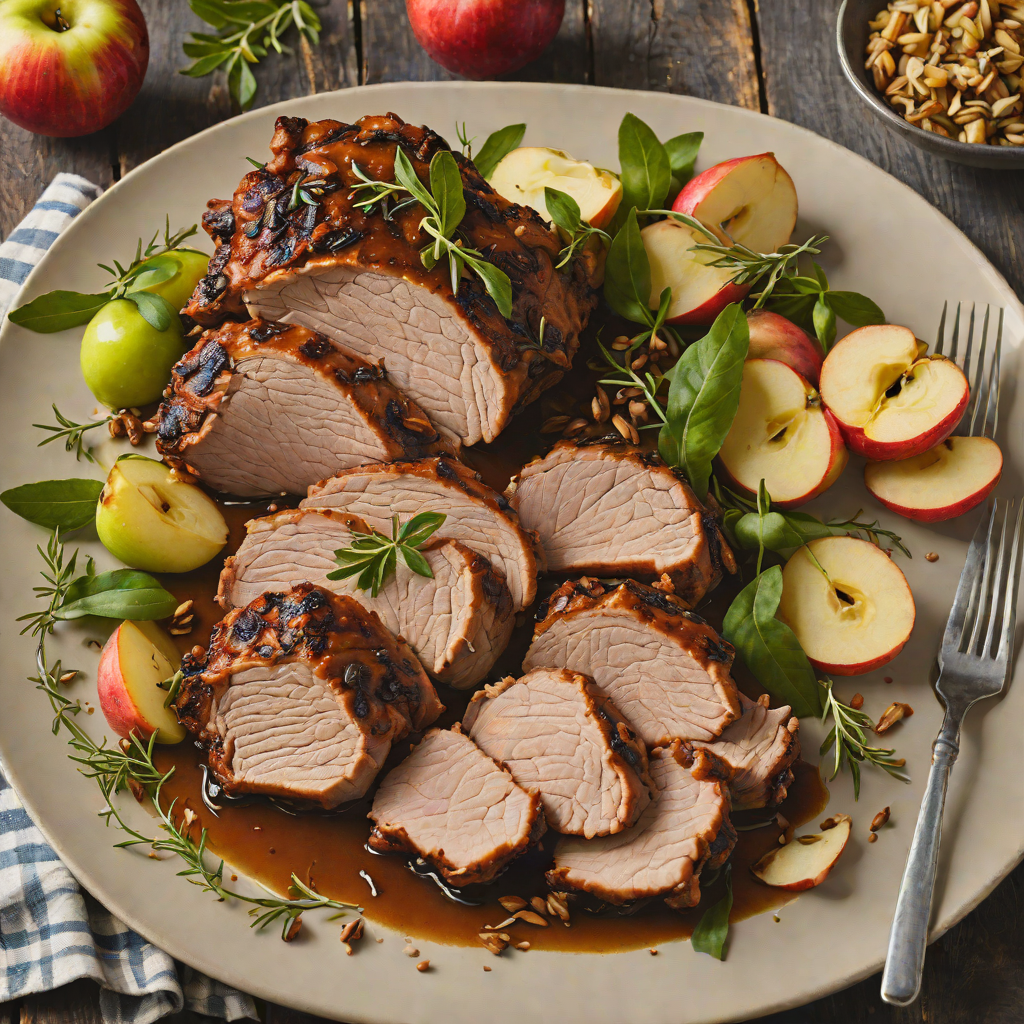 Slow-Roasted Pork Shoulder with Apple and Sage
