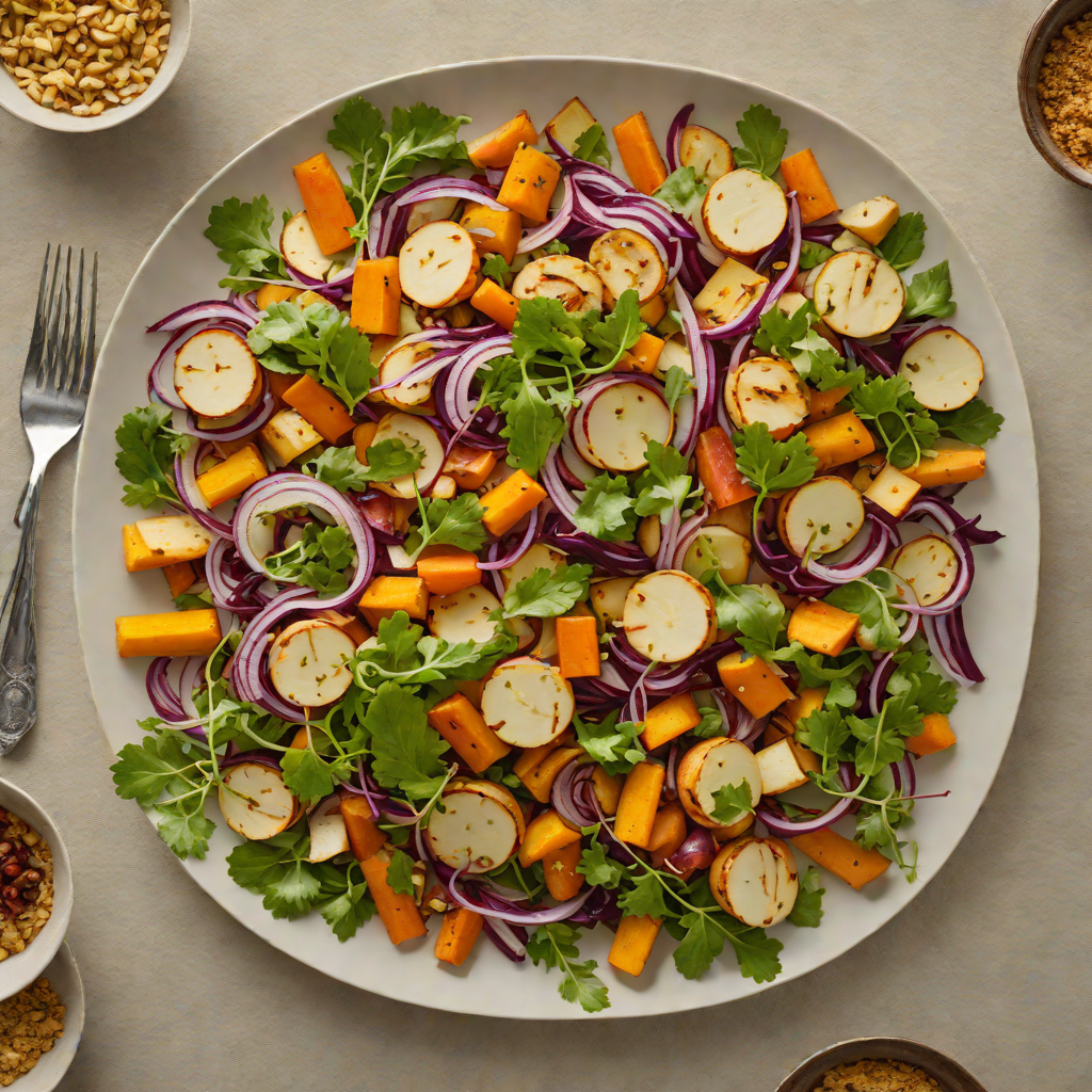 Roasted Kohlrabi and Root Vegetable Salad with Mustard Vinaigrette