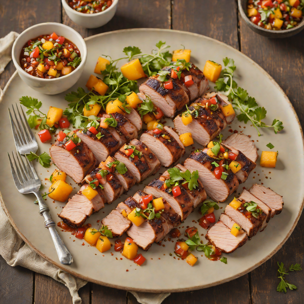 Grilled Coffee-Rubbed Pork Tenderloin with Spiced Peach Salsa