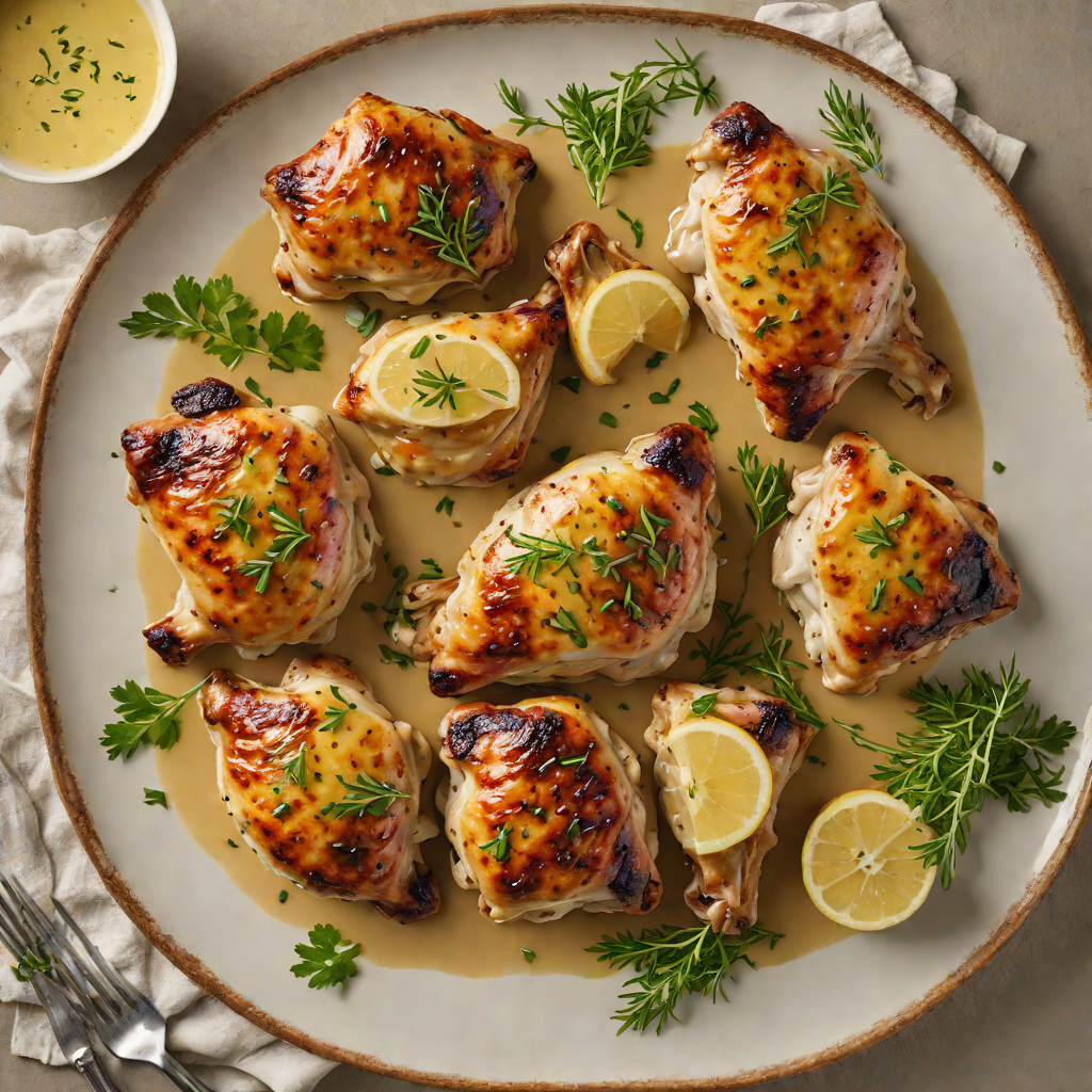 Pan-Roasted Chicken Thighs with Garlic and Thyme Butter Sauce