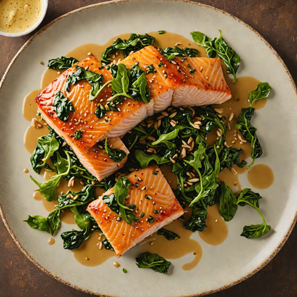 Seared Miso-Glazed Salmon with Wilted Spinach