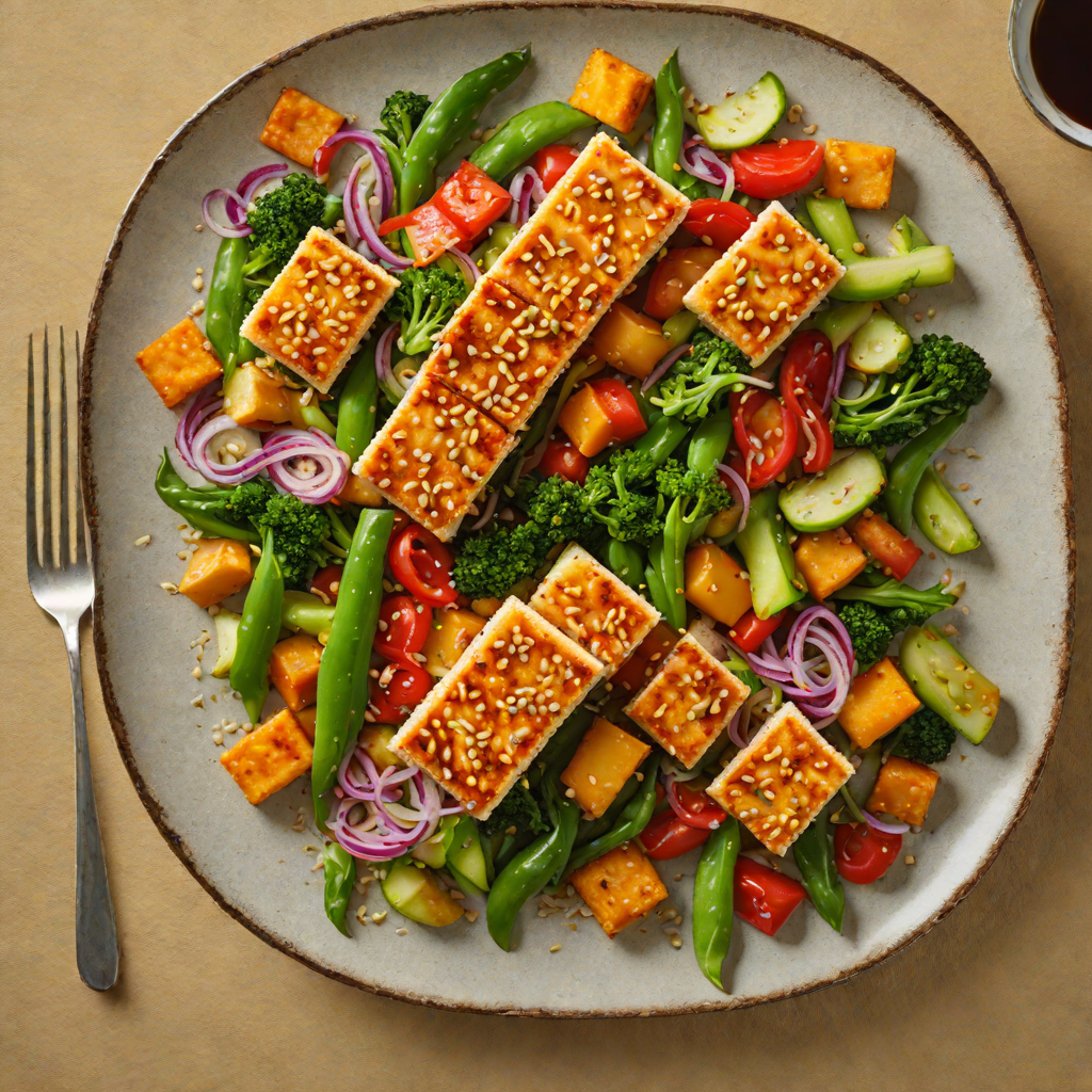 Pan-Seared Tofu with Ginger-Sesame Stir-Fried Vegetables