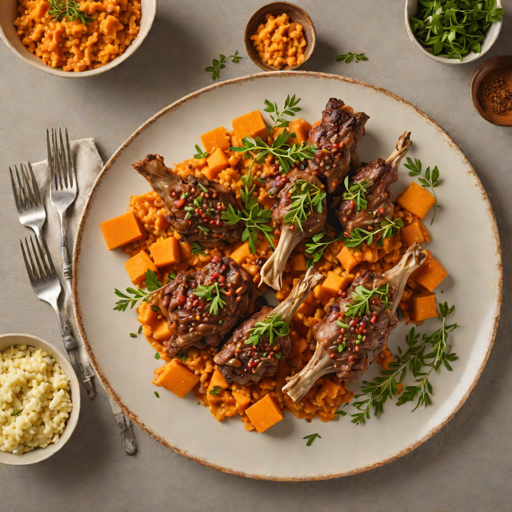 Slow-Cooked Lamb Shanks with Wattleseed and Sweet Potato Mash
