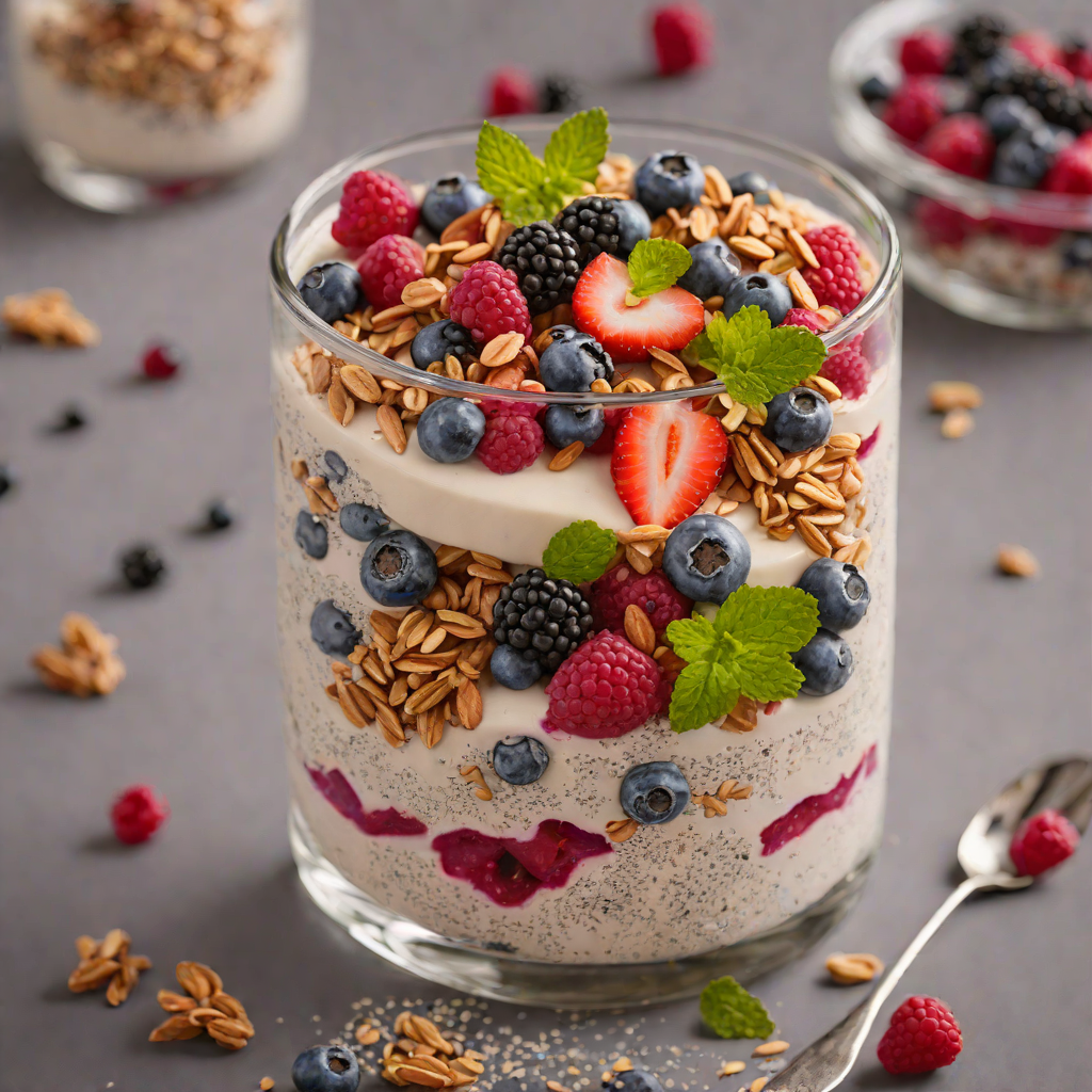 Frozen Berry Chia Parfait with Vanilla Almond Milk